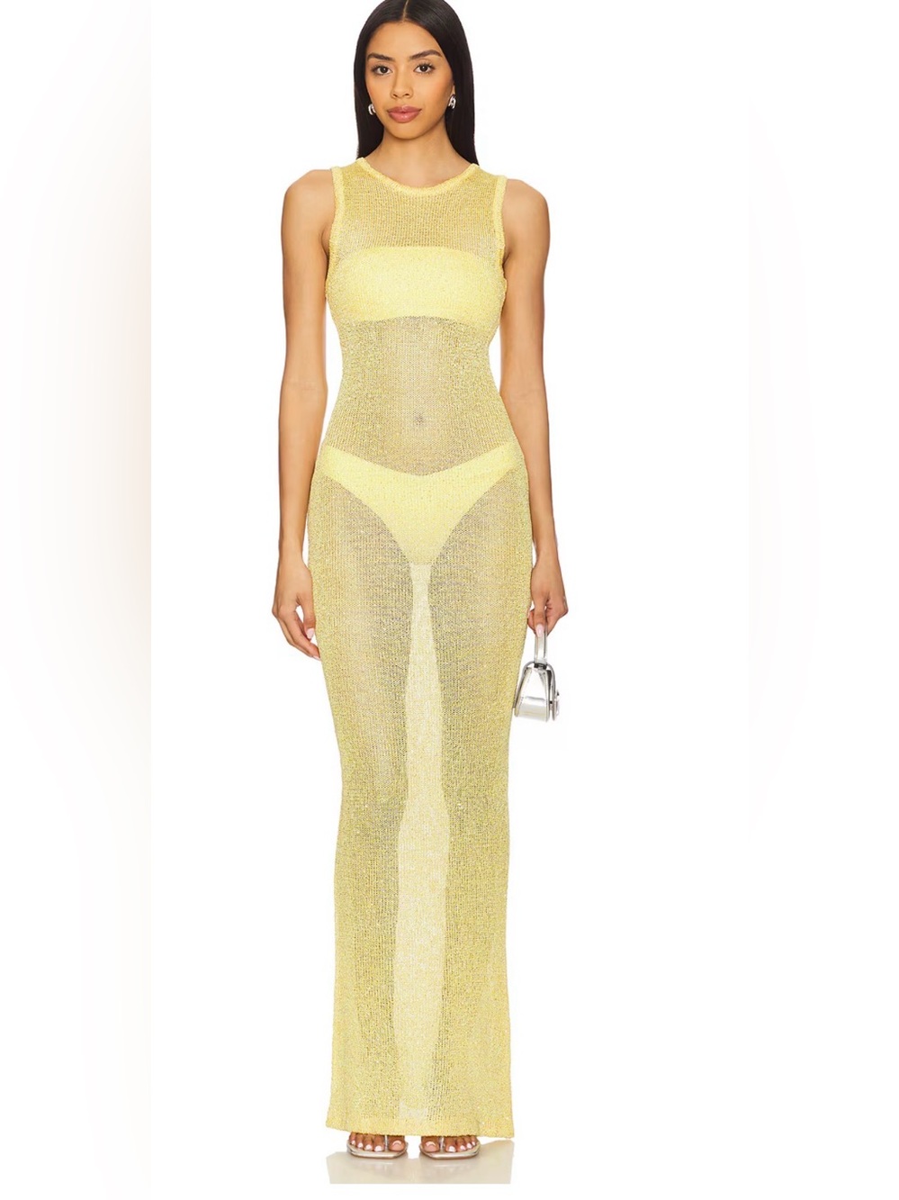 SUPERDOWN Alix Maxi Dress in yellow L BEACH COVER UP